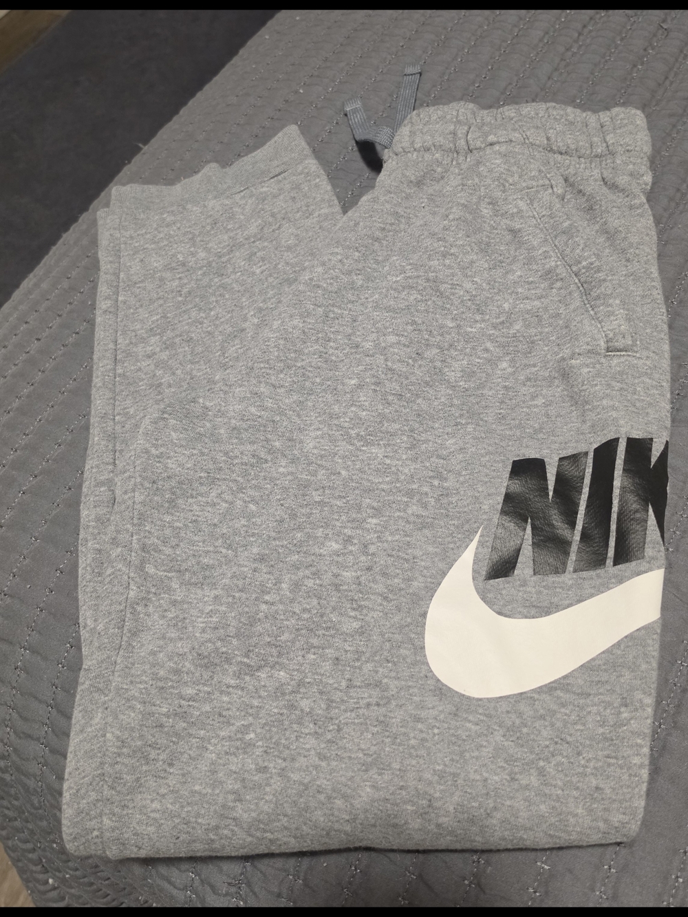 Nike Gray Logo Joggers with White Swoosh